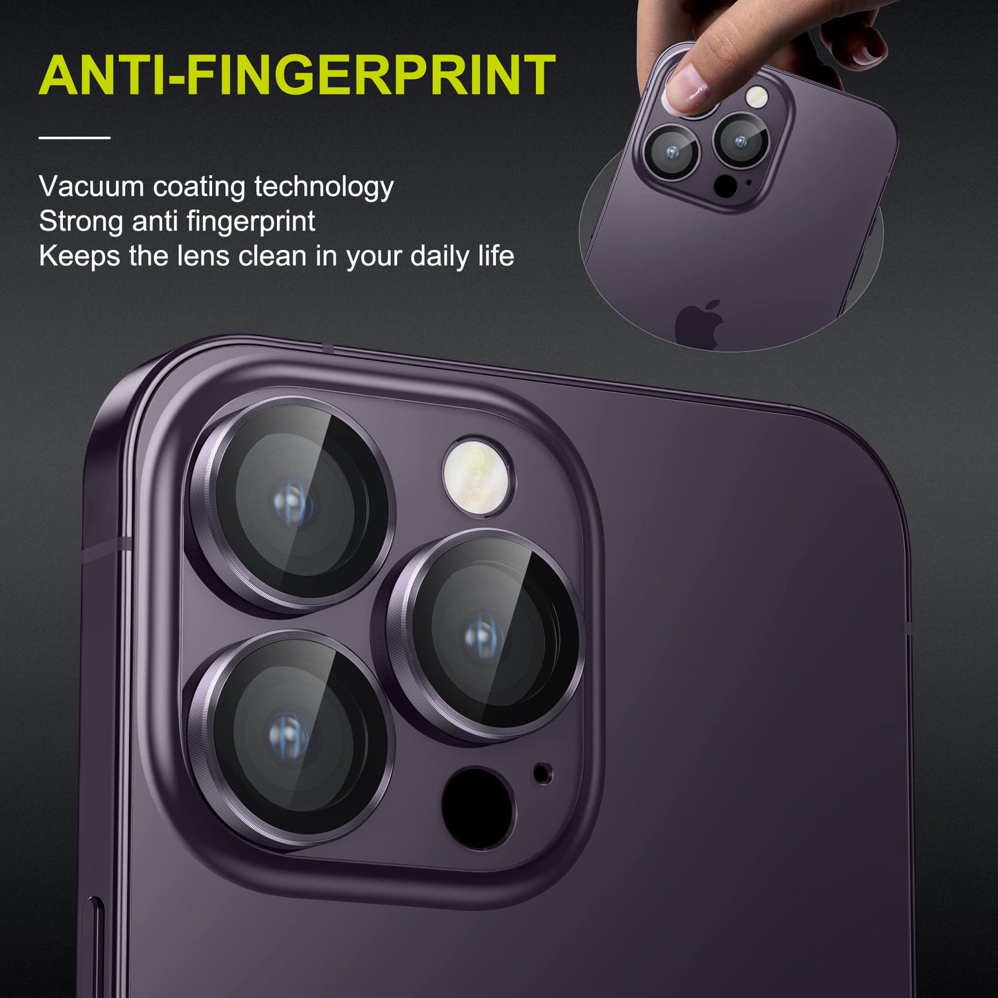WSKEN for iPhone 14 Pro/iPhone 14 Pro Max Camera Lens Protector,[Night Shooting Mode] HD Tempered Metal Glass Camera Screen Protector Cover Film Accessories,Deep Purple