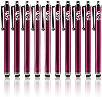 TCD 10 Pack Stylus Pen for Touch Screen, Universal Capacitive Digital Stylus Pen for iPad, iPhone, Tablet, Laptop – Premium Thick Styluses for All Touchscreen Devices with Rubber Tip, Hot Pink