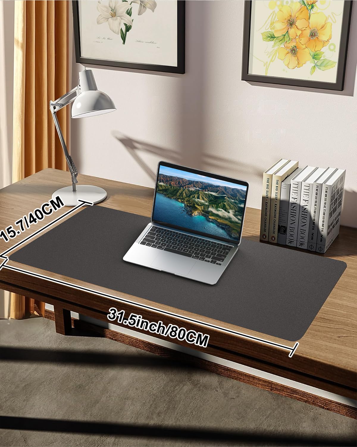 Small Desk Mat,Leather Desk Pad Protector,Desk Mouse pad,Office Desk mat,Laptop Mat for Desk, Non-Slip PU Leather Desk Blotter,Waterproof Desk Writing Pad for Office/Home(31.5"x15.7",Dark Grey)