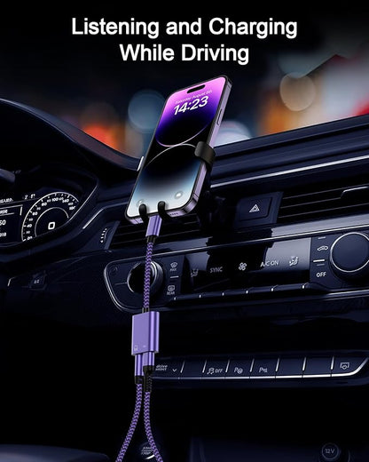 iPhone Dongle Headphone and Charger 2 in 1, Lightning to 3.5mm Audio Jack + Charge Splitter [Mfi Certified] iPhone Aux Adapter Female Converter for Apple 14 Plus 13 12 11 Pro Max XR XS iPad Mini iPod