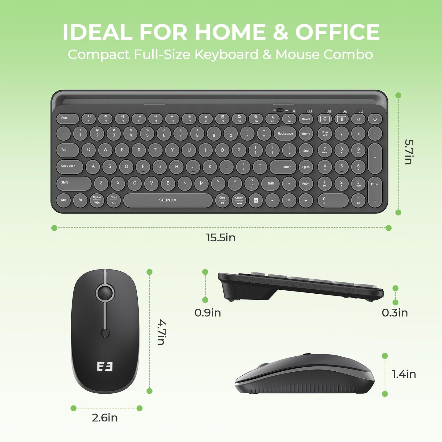 seenda CTU-301 Bluetooth Keyboard and Mouse Combo for iPad,Black