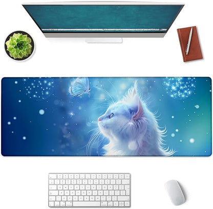 Cat Large Mouse Pad, Gaming Mouse Pad, Keyboard Mat, Non-Slip Rubber Base, Office Accessories, Desk Mat, MousePads for School, Work, Home Decor Gifts 31.5" x 11.8"