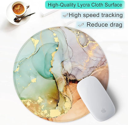 ITNRSIIET Round Mouse Pad with Stitched Edge Premium-Textured Waterproof Non-Slip Rubber Base Desktop Protection Mat Diameter 8.7 inches, Abstract Texture