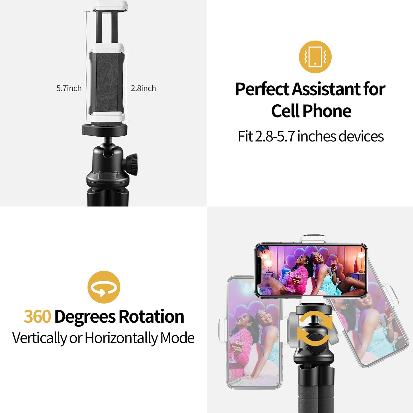 Phone Tripod for iPhone, Flexible Mini Stand with Remote for Recording
