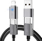 2Pack 4 in 1 USB C Cable Fast Charging PD 65W 27W Multi Charger Cord with Type C/USB A/L Port, 3FT Round Braided Dual USB-C Cable for iPhone 16 15 14 Pro Max/Samsung/i-Pad/MacBook