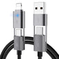 2Pack 4 in 1 USB C Cable Fast Charging PD 65W 27W Multi Charger Cord with Type C/USB A/L Port, 3FT Round Braided Dual USB-C Cable for iPhone 16 15 14 Pro Max/Samsung/i-Pad/MacBook