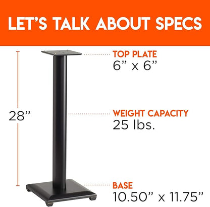 ECHOGEAR Premium Universal Floor Speaker Stands - Vibration-Absorbing MDF Design Works with Edifier, Polk, & Other Bookshelf Speakers Or Studio Monitors - Includes Sound Iso Pads & Carpet Spikes