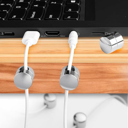 3 Sets Charger Holders for Cords, Adjustable Cable Anchor Holders, Adhesive Metal Cord Clips, Cable Management Wire Organizers for Desk, Office, Nightstand - White, Silver, Red Bronze