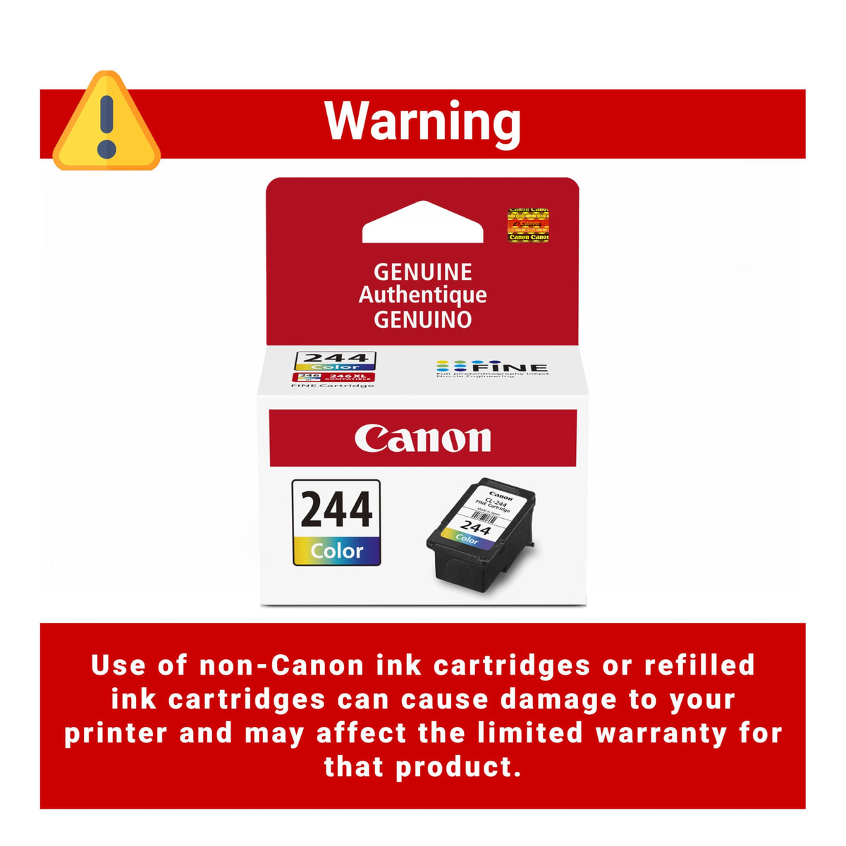 Canon CL-244 Genuine Color Ink Cartridge, Compatible with iP2820, MX492, MG2420/2520/2920/2922/2924/3020/2525, TS3120/302/302a/202/4520/3320
