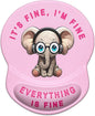 ITNRSIIET Ergonomic Mouse Pad with Gel Wrist Support Small Wrist Rest Smooth Surface Non-Slip PU Base Comfortable Office Supplies Pain Relief, 8.7 x 7.2 inches, Pink Pretty Elephant