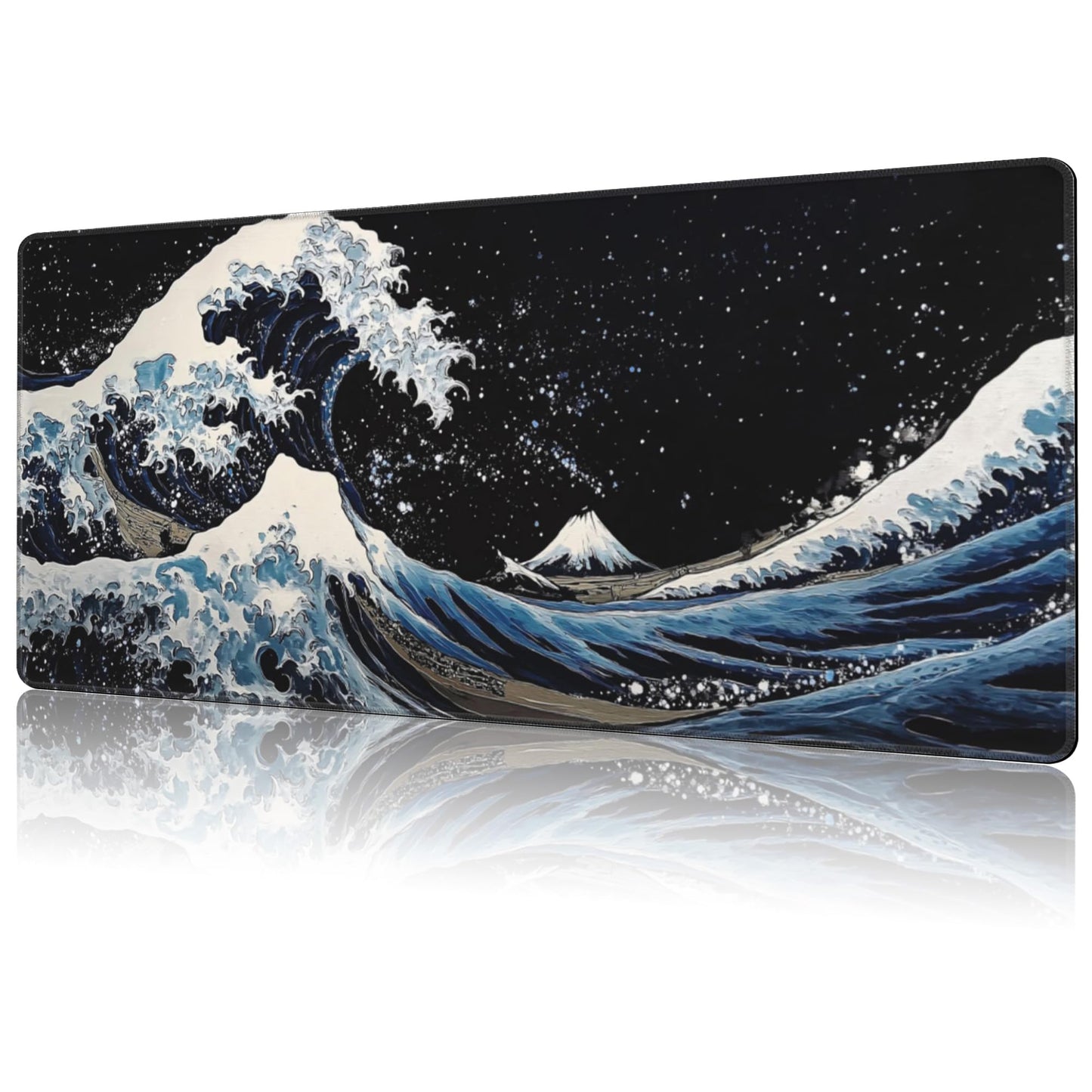 NIYLYNSYN Mouse Pad Large Wave in The Night Sky Non-Slip Game Desk Mat with Stitched Edge Laptop Keyboard Desk Pad for Work Home Gaming (35.4 x 15.7 Inches)