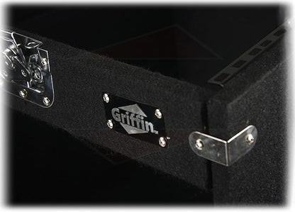 Griffin Rackmount Studio Mixer Flight Road Case (Ultimate-PROAudio) – 25U Mount Space Amp Cabinet Travel Trunk For Music Gear Recording Equipment – Portable DJ Sound Booth Carpet Rack Stand Cart