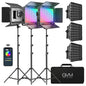 GVM 1300D RGB Video Light Kit with Softbox & Stands, 65W Photography Light with Bluetooth Control, 3 Packs Led Panel Lights for Studio YouTube, Streaming, Web Conference, Interview, 25000Lux/0.5m