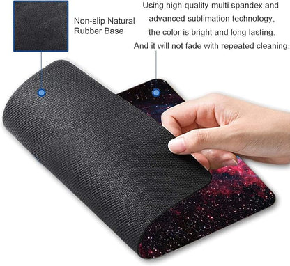 Galaxy Glitter Nebula Mouse Pad, Blue Red Space, Waterproof Non-Slip Rubber Base, 9.5"x7.9" Inch