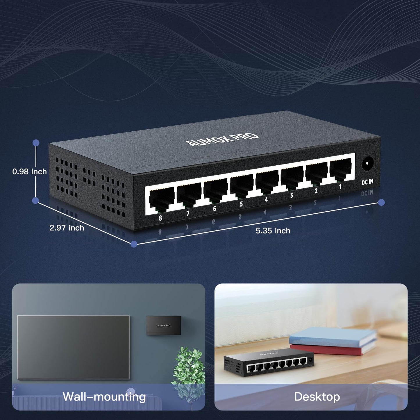 AUMOX PRO 5 Port Gigabit PoE Switch 78W 4 PoE+1 Uplink VLAN Unmanaged