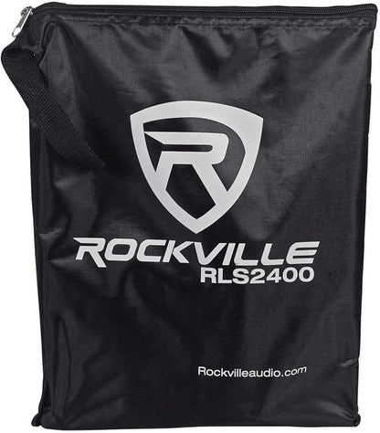 Rockville RLS2400 Lightweight Folding DJ Laptop Stand, Adjustable Height, Extra Shelf, Travel Bag, for DJs and Mobile Performers