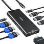 HODO USB C Docking Station Dual Monitor Adapter for Dell HP, Laptop Docking Station 3 Monitors Quad Display USB C Hub Dongle to 2 HDMI 4K,DP 8K, VGA,4 USB,PD, Adapter 9 in 1 Laptop Dongle