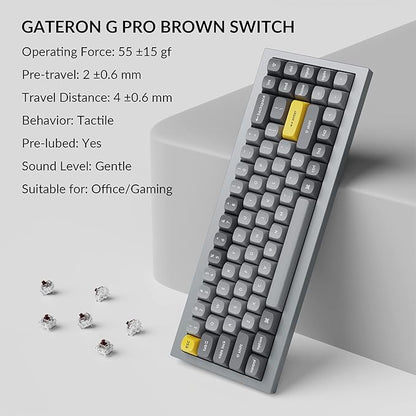 Keychron Q7 Wired Custom Mechanical Keyboard, 70% Layout QMK/VIA Programmable Macro with Hot-swappable Gateron G Pro Blue Switch Double Gasket Compatible with Mac Windows Linux (Grey)
