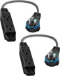 SURAIELEC 1FT 360° Rotating Flat Plug Extension Cord Flat Wall Plug with 3 Outlets, Braided Flat Black Extension Cord for Indoor Use, Small Space, 16/3C SPT, ETL Listed, 2 Pack