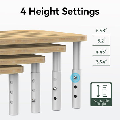 WELL WENG Bamboo Monitor Stand Riser, 4 Adjustable Height,Easy Assembly