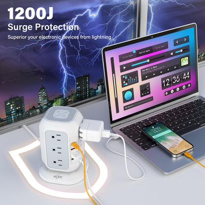 AiJoy USB C Power Strip Tower Surge Protector