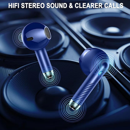 Wireless Earbuds, Bluetooth 5.4 Headphones LED Power Display Ear Buds Bass Stereo, Bluetooth Earbuds in-Ear Noise Cancelling Mic, 40H Playback Mini Case IP7 Waterproof Sports Earphones for Android iOS