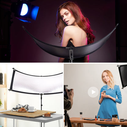 FUDESY 67"x24" Curved Reflector, 4-in-1, U-Shape Clamshell Reflector