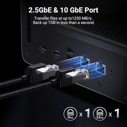 UGREEN NASync DXP6800 Plus 6-Bay Desktop NAS, Intel i3 1215u 6-Core CPU, 8GB DDR5 RAM, 128G SSD, 1X 10GbE and 1X 2.5GbE LAN Port, 2X M.2 NVMe Slots, 4K HDMI, Network Attached Storage (Diskless)