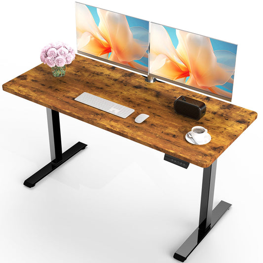 Veken 55 Inch Large Electric Standing Desk, Gaming Table, White