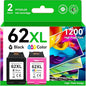 Pitooler 62XL Ink Cartridge Combo Pack Compatible for HP Ink 62 Black Color Compatible for Envy 7640 7645 5660 5665 5642 5540 OfficeJet 8045 8040 5746 5745 250 200 Printer