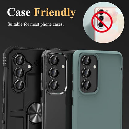 YWXTW Camera Lens Protector for Samsung Galaxy S24 Plus Accessories, 9H Tempered Glass Metal Individual Ring Camera Cover Screen Protector for S24 Plus, Case Friendly, Anti Scratch (Onyx Black)