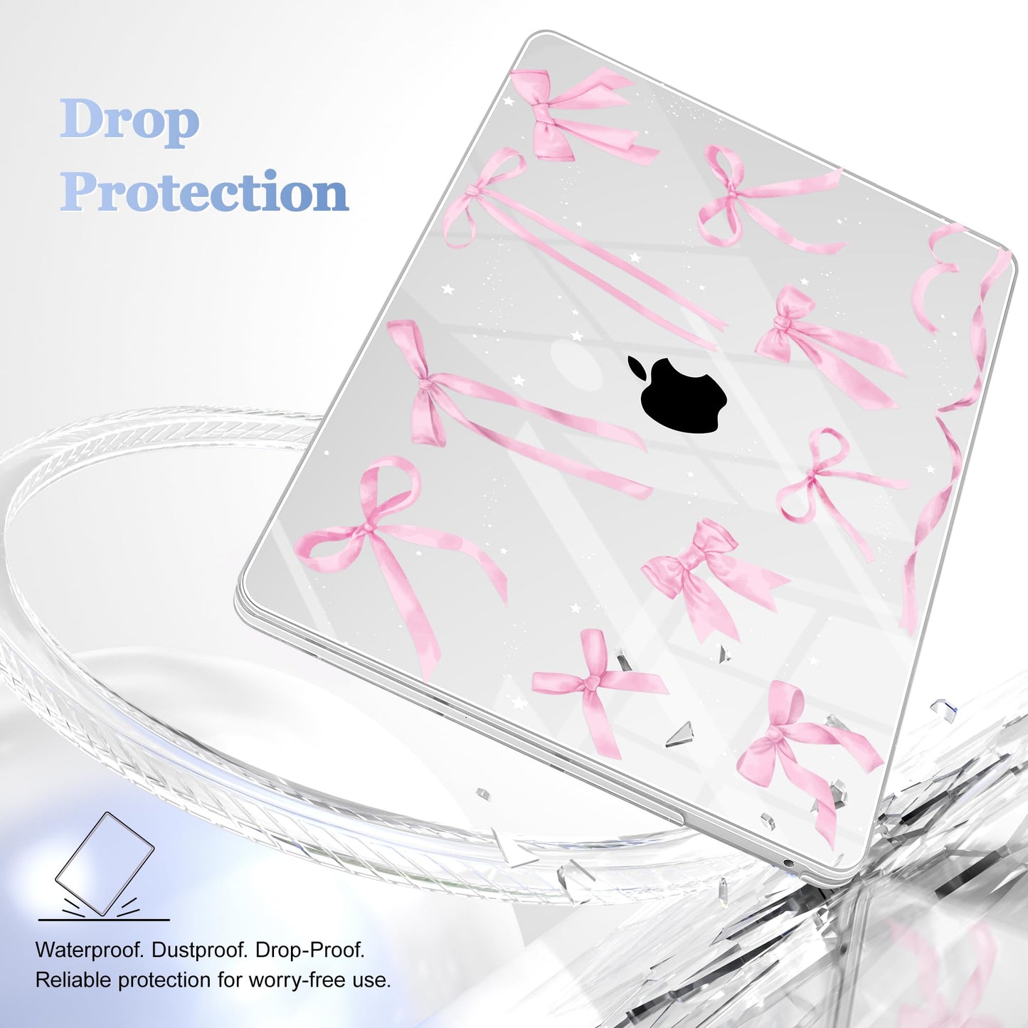 Lepeoac Case for MacBook Pro 13 inch Case M2 2022-2016 A2338 M1 A2251 A2289 A2159 A1989 A1708 A1706, Plastic Hard Shell + Keyboard Cover + Dust Plug, Bowknot