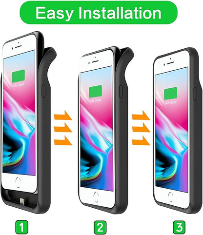 Battery Case for iPhone 6 Plus/6s Plus/7 Plus/8 Plus, 10000mAh Portable Battery Pack Rechargeable Smart Charger Case Compatible with iPhone 6 Plus/6s Plus/7 Plus/8 Plus (5.5 inch) Battery Case (Black)