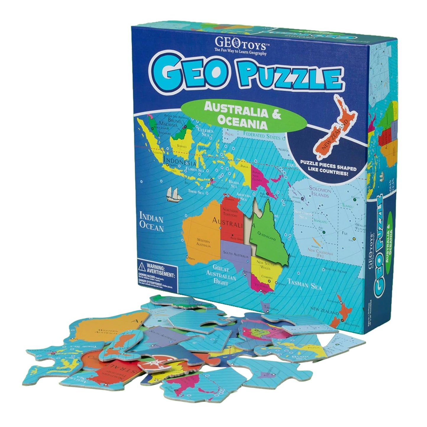 GeoPuzzle 19x16 Australia & Oceania Jigsaw Puzzles,50 Pc Puzzle for Kids