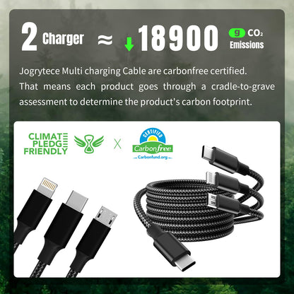 Travel Essentials,Dual Type-C 3 in 1 Multi Charging Cable, 4 FT Universal Charging Cables for All Devices, 2 USB-C/IP/Micro USB Port, Compatible with iPhone 17 16/15 Series/Phone/Tablet, Black