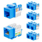 Iwillink 10Gbps Cat6 Keystone Jack 10-Pack, RJ45 90-Degree Ethernet Coupler, Punch Down Adapter (Blue)
