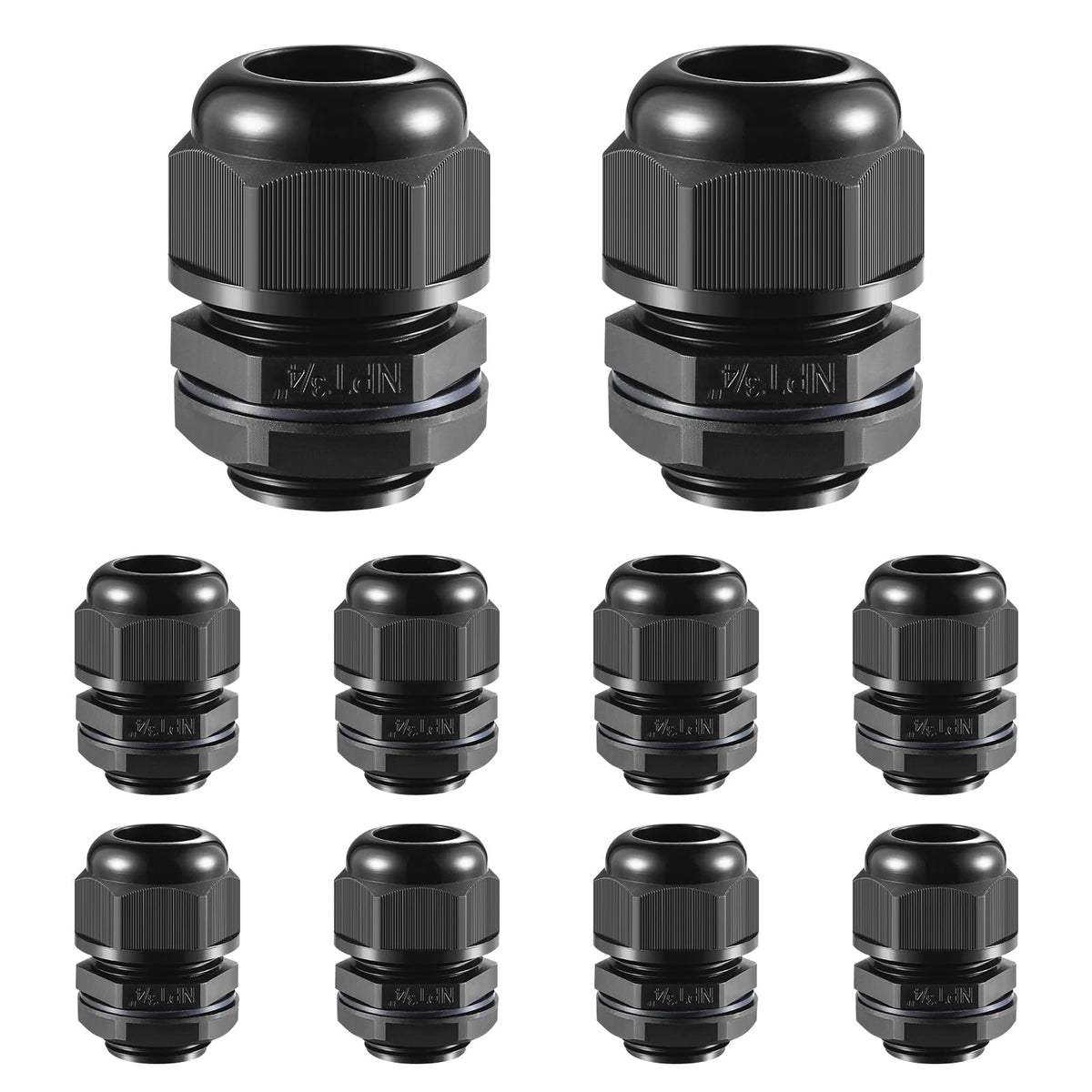 RTHIEAI 50 PCS 1/4"(4-8mm) NPT Nylon Cable Gland Joints with Gaskets, IP68 Adjustable Lock Nut Strain Relief Cord Grip Waterproof Cable Glands - UL Listed and RoHS Compliant