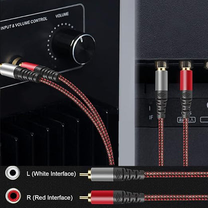 RCA Cable 3Ft,2Rca Male to 2-RCA Male Audio Stereo Subwoofer Cable [Hi-Fi Sound] Nylon-Braided Auxiliary Audio Cord for Home Theater, HDTV, Amplifiers, Hi-Fi Systems,Speakers and etc (3Ft)