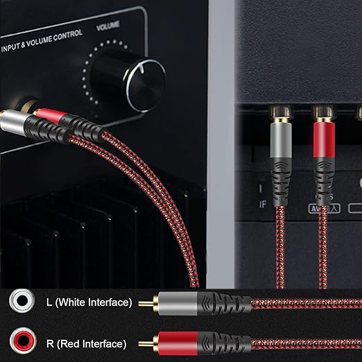 RCA Cable 12Ft,2Rca Male to 2-RCA Male Audio Stereo Subwoofer Cable [Hi-Fi Sound] Nylon-Braided Auxiliary Audio Cord for Home Theater, HDTV, Amplifiers, Hi-Fi Systems,Speakers and etc (12Ft)