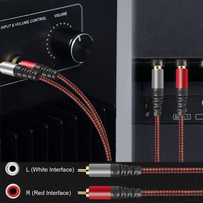 Tiierzon RCA Cable 6Ft,2Rca Male to 2-RCA Male Audio Stereo Subwoofer Cable [Hi-Fi Sound] Nylon-Braided Auxiliary Audio Cord for Home Theater, HDTV, Amplifiers, Hi-Fi Systems,Speakers and etc (6Ft)