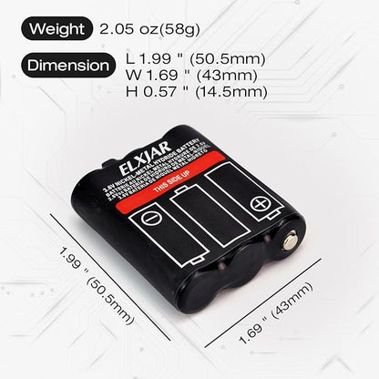 (4-Pack) 3.6V 800mAh Ni-MH Battery Replacement for Motorola PMNN4477AR T200 T400 T500 T800 T600 T62 T82 T92 T260 T265 T801 T460 T465 T480 Walkie Talkies