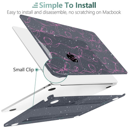 TWOLSKOO for MacBook Air 15 inch Case 2026 2025 2024 2023 Release M5 A3448 M4 A3241 M3 A3114 M2 A2941, Plastic Hard Shell & Screen Protector & Keyboard Cover & Type C Adapter, Sparkly Bows