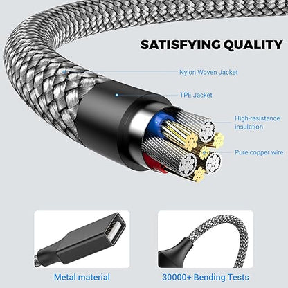 USB Splitter, 3.3FT USB A Male to 3 Female Extension Cable, USB Splitter 1 in 3 Out Support Charging and Data Transfer for Printer/Keyboard/Flash Drive/PlayStation/Laptop/LED Etc(Black)