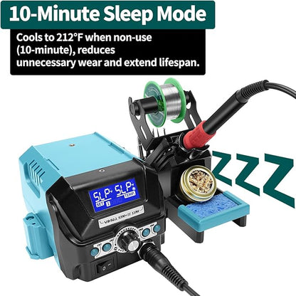 YIHUA 939D+ III EVO Digital Soldering Iron Station Kit 110W High Power with LCD display, 4 Memory Channels, Sleep Mode, Digital Calibration, Solder Wire, Helping Hands, Magnifier, 3 Soldering Tips
