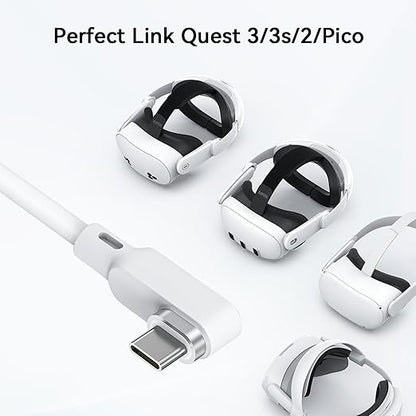 AMVR 16FT(5M) Link Cable Compatible with Meta Quest 3/3s/2/Pro & Pico 4 Series - Max to 5Gbps USB-C Data Line to USB 3.0 for PC Gaming & SteamVR Transmission (White)