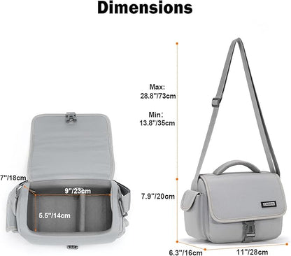 CADeN Camera Bag Case Shoulder Crossbody Bag Compatible for Nikon, Canon, Sony, DSLR SLR Mirrorless Cameras and Lenses (1.0 Grey, Small)