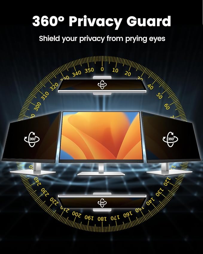 F FORITO 24 Inch 16:9 360°Privacy Screen Protector for Computer Monitor, Removable Eye Protection Anti Blue Light Anti Glare Computer Screen Privacy Shield for All 24" Widescreen Monitors