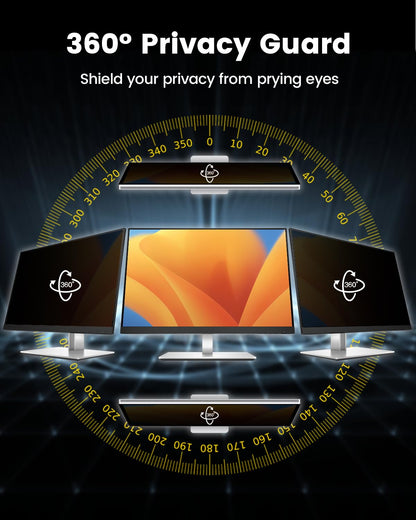 F FORITO 23.8 Inch 16:9 360°Privacy Screen Protector for Computer Monitor, Removable Eye Protection Anti Blue Light Anti Glare Computer Screen Privacy Shield for 23.8" Widescreen Monitors