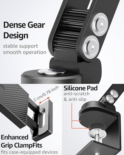 Urmust Tablet Holder Mount with Extendable Arm, Multi-Node Adjustable for 4.7-13" iPad Pro, Air, Galaxy Tab, Kindle Fire, Switch - Universal Tablet Stand for Bed, Desk & Work
