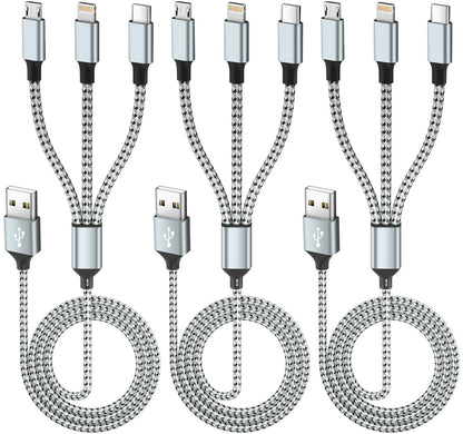 Multi Charging Cable(3Pack 4FT), 3 in 1 Charging Cable for Multiple Devices